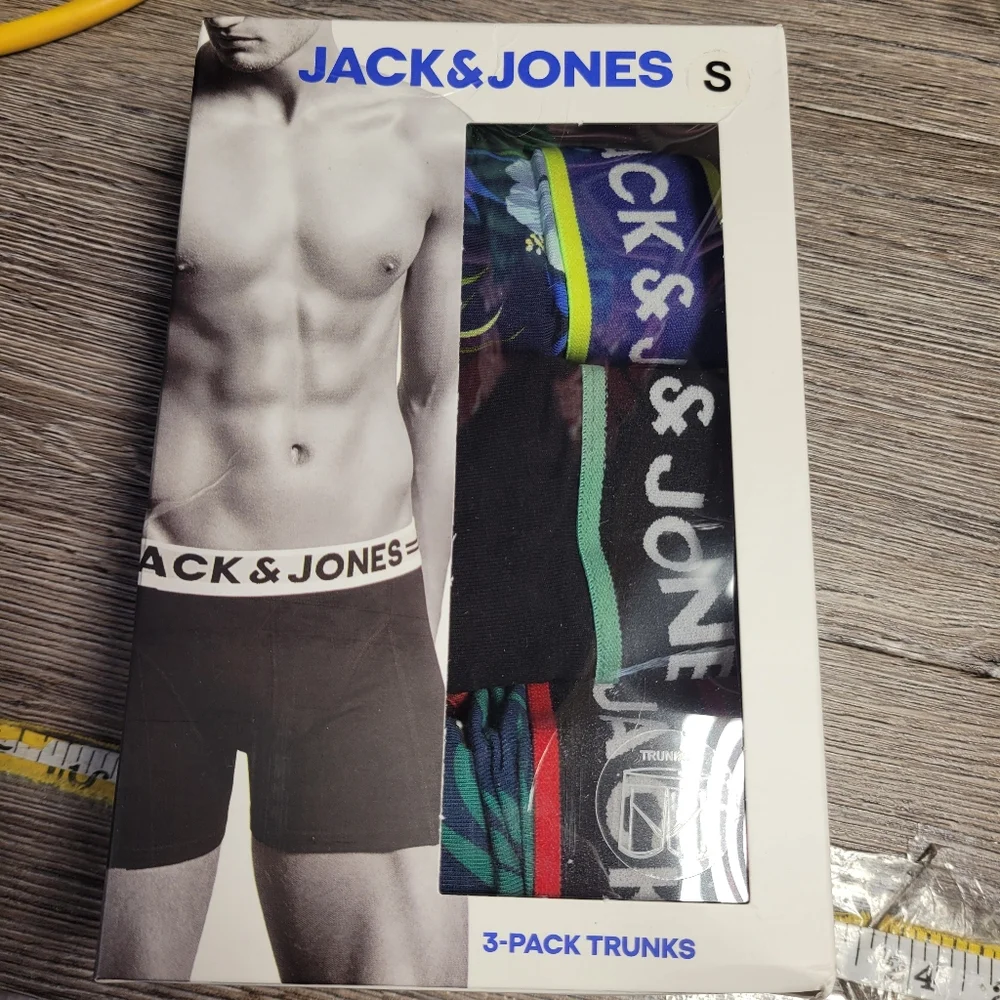 Jack & Jones New In Box Mens 3 Pr of Boxer Brief‎ Underwear Trunks Size Small